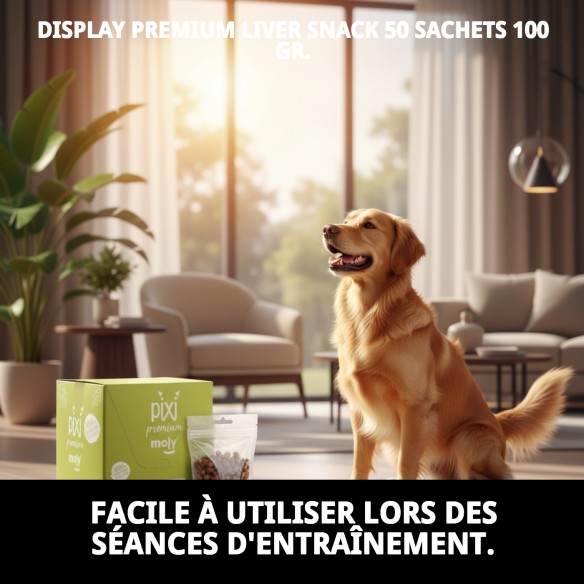 Exposant de snacks premium au foie pour chiens 50 sachets