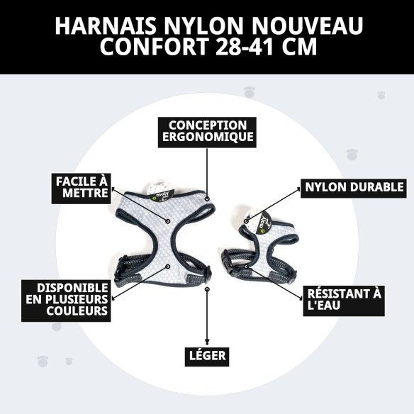 Harnais en nylon New Confort 28-41 cm pour votre animal de compagnie