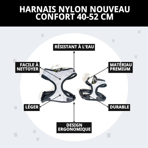 Harnais en nylon New Confort 40-52 cm pour votre animal de compagnie.