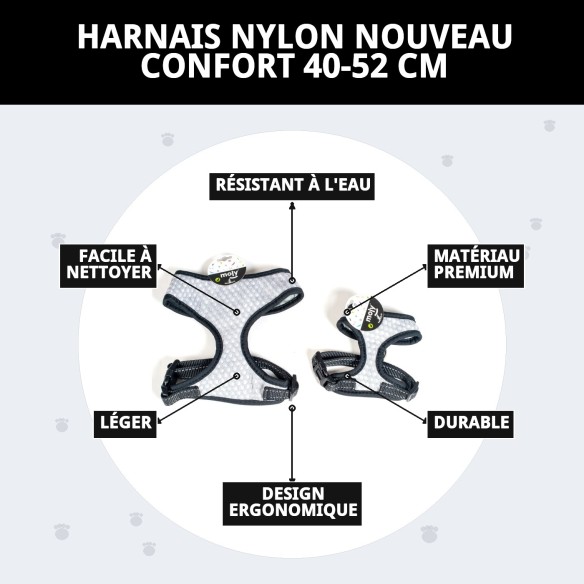 Harnais en nylon New Confort 40-52 cm pour votre animal de compagnie.