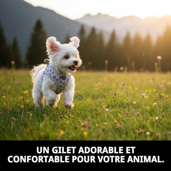 Gilet 3D Cœurs T-XXXS : Confort et Style pour Animaux de Compagnie