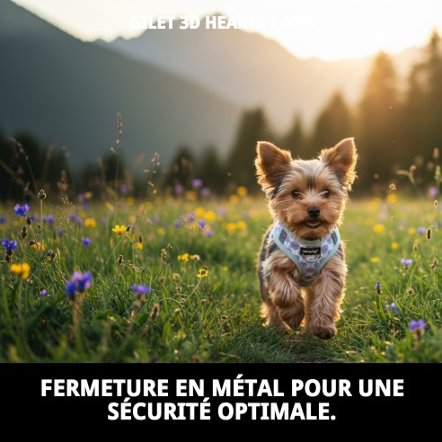 Gilet 3D Cœurs T-XXS : Confort et Style pour Votre Animal de Compagnie