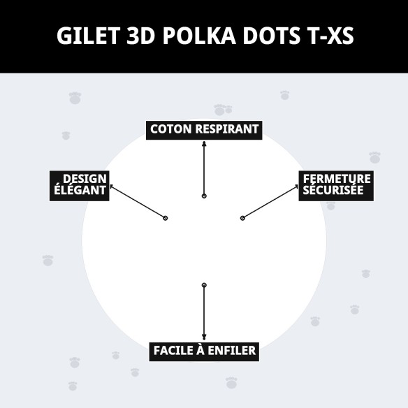 Gilet 3D Topitos T-XS : Confort et sécurité pour votre animal de compagnie.