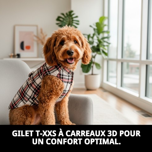 Gilet 3D Écossais T-XXS : Confort et Style pour Animaux de Compagnie