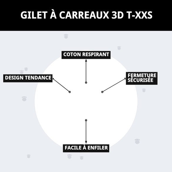 Gilet 3D Écossais T-XXS : Confort et Style pour Animaux de Compagnie