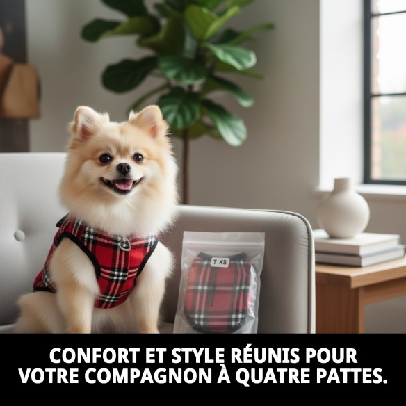 Gilet 3D Écossais T-XS : Confort et Style pour votre Animal de Compagnie