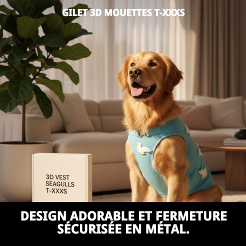 Gilet 3D Mouettes T-XXXS : Style et Confort pour Animaux de Compagnie