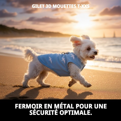 Gilet 3D Mouettes T-XXS : Confort et Style pour votre Animal de Compagnie
