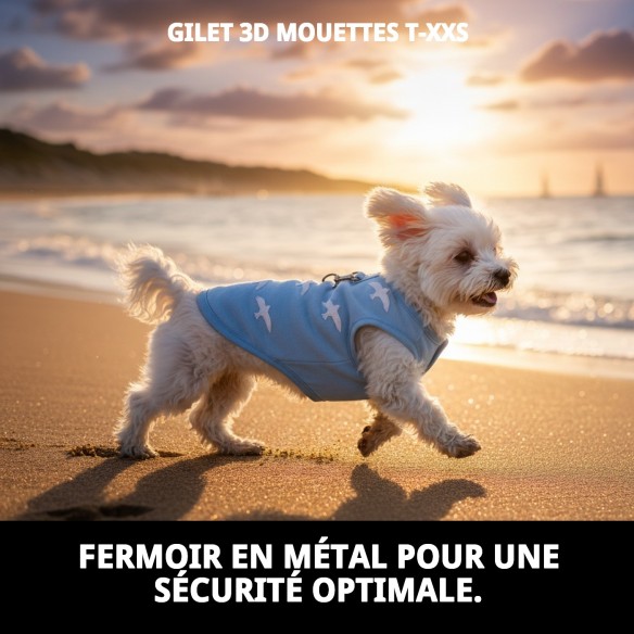 Gilet 3D Mouettes T-XXS : Confort et Style pour votre Animal de Compagnie