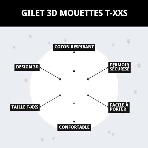 Gilet 3D Mouettes T-XXS : Confort et Style pour votre Animal de Compagnie