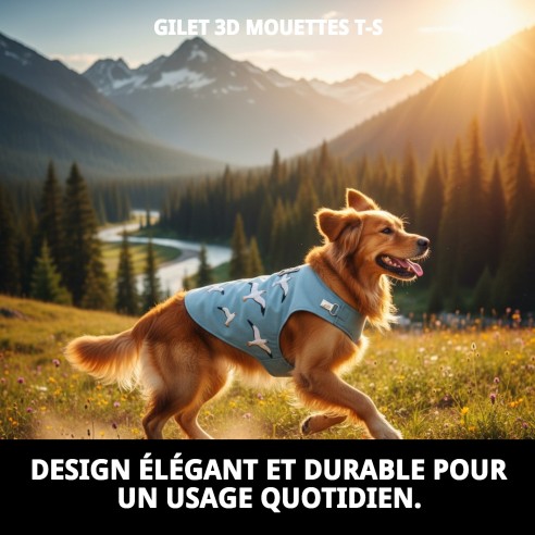 Gilet 3D Mouettes T-S : Confort et Style pour Votre Animal de Compagnie