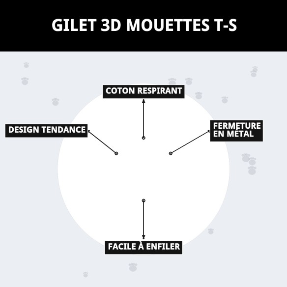 Gilet 3D Mouettes T-S : Confort et Style pour Votre Animal de Compagnie