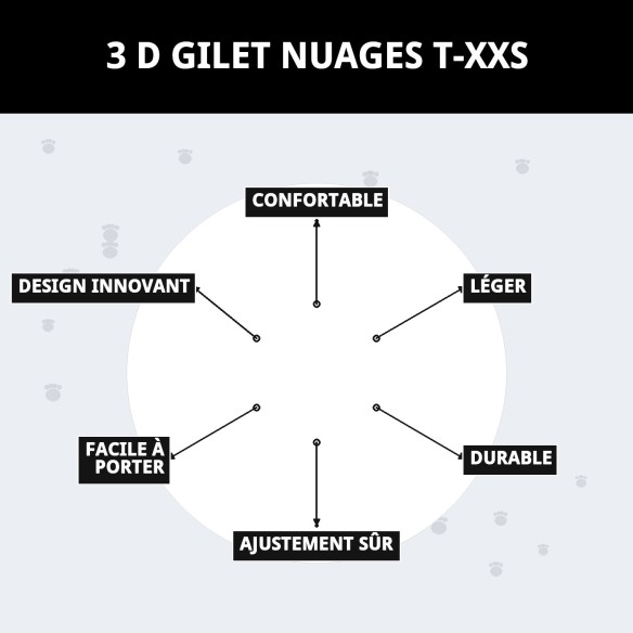 Gilet 3D Nuages T-XXS pour Animaux de Compagnie avec Style et Confort