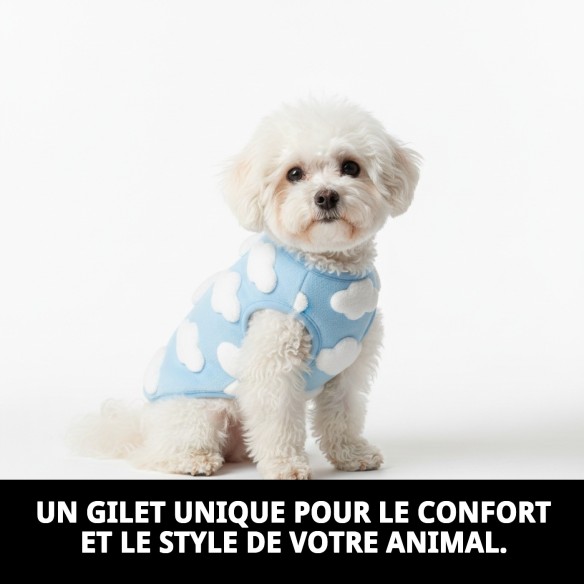 Gilet 3D Nuages T-XS : Confort et Style pour votre Animal de Compagnie
