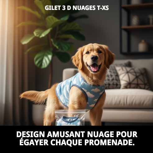 Gilet 3D Nuages T-XS : Confort et Style pour votre Animal de Compagnie