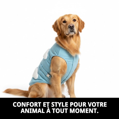 Gilet 3D Nuages T-S : Confort et Style pour votre Animal de Compagnie