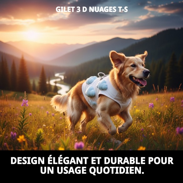 Gilet 3D Nuages T-S : Confort et Style pour votre Animal de Compagnie