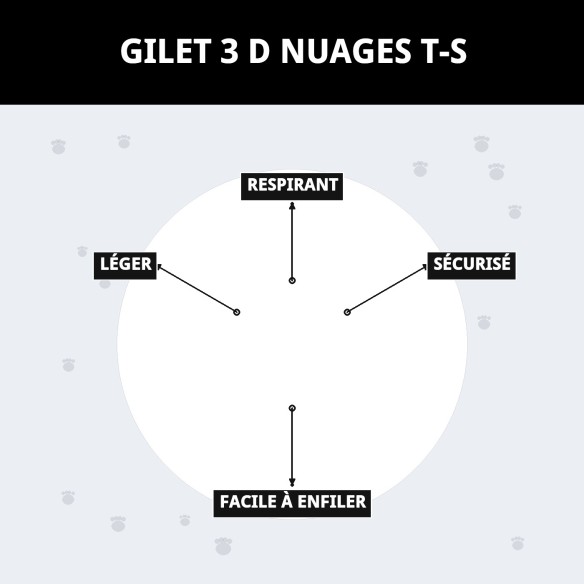 Gilet 3D Nuages T-S : Confort et Style pour votre Animal de Compagnie