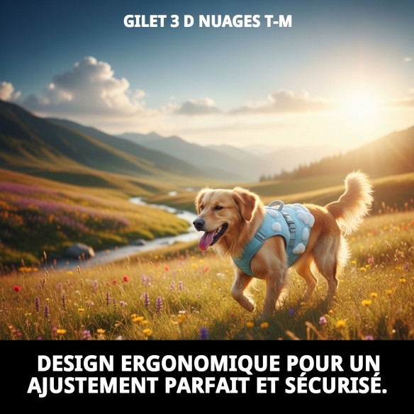 Gilet 3D Nuages T-M : Confort et Style pour votre Animal de Compagnie