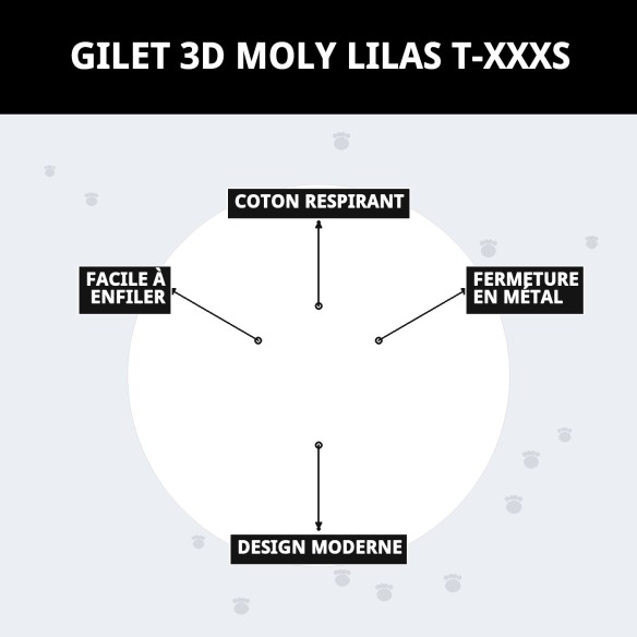 Gilet 3D Moly Lilas T-XXXS : Confort et Style pour Animaux de Compagnie