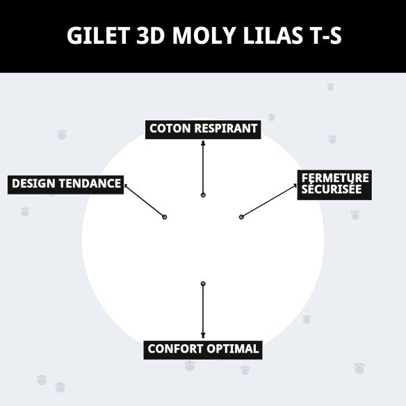 Gilet 3D Moly Lilas T-S : Confort et Style pour Votre Animal de Compagnie