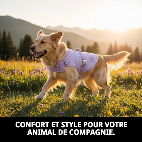 Gilet Moly 3D Lilas T-M : Confort et Style pour Animaux de Compagnie