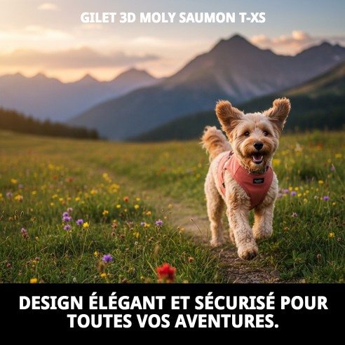 Gilet 3D Moly Salmon T-XS : Confort et sécurité pour votre animal de compagnie.