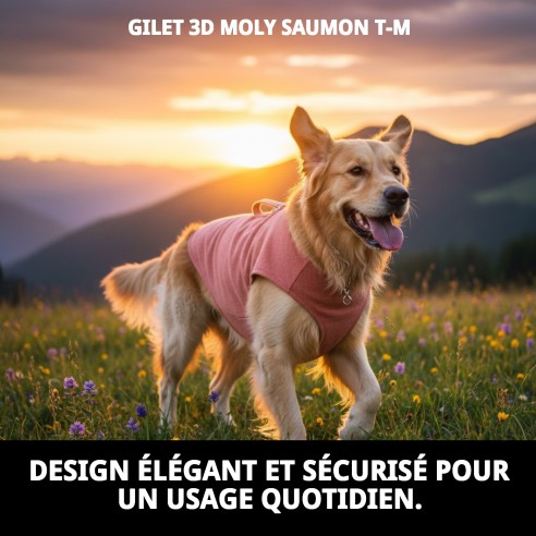 Gilet 3D Moly Salmon T-M : Confort et Style pour votre Animal de Compagnie