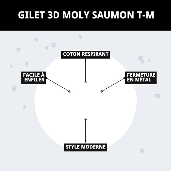Gilet 3D Moly Salmon T-M : Confort et Style pour votre Animal de Compagnie