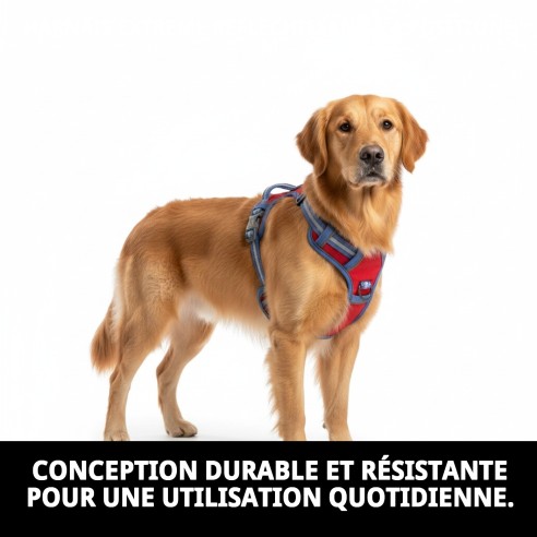 Harnais Extrême Réfléchissant M - 4 Positions pour votre Animal de Compagnie