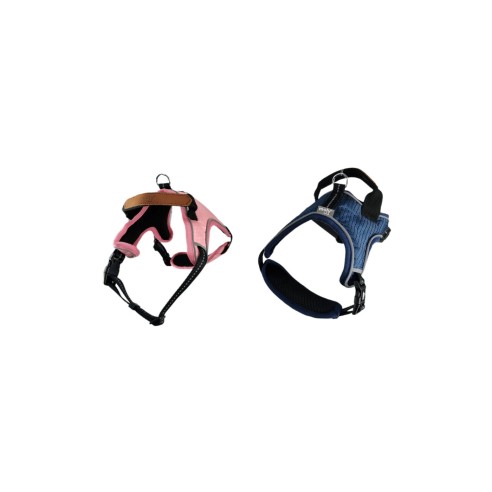Harnais Confort Moly Bleu/Rose Taille S pour votre Animal de Compagnie