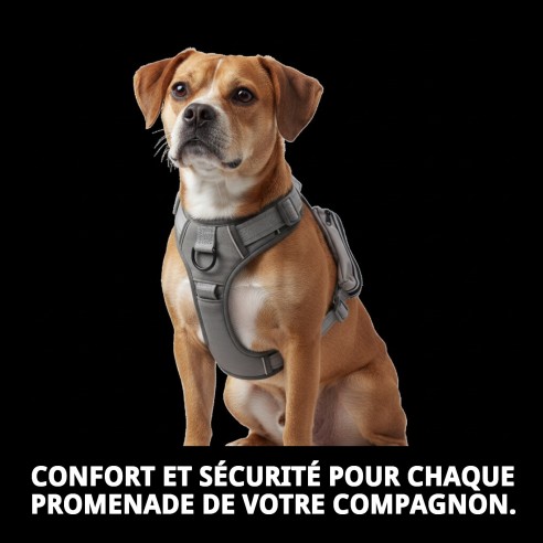 Harnais Confort avec Fermeture Éclair Optimisé pour Animaux de Compagnie S