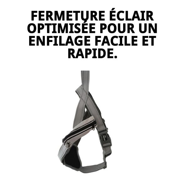 Harnais Confort avec Fermeture Éclair Optimisé pour Animaux de Compagnie S
