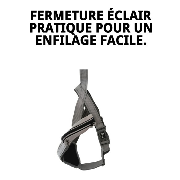 Harnais Confort avec Fermeture Éclair Optimisé pour Animaux de Compagnie L