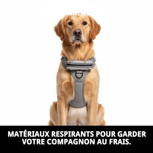 Harnais Confort avec Fermeture Éclair Optimisé pour Animaux de Compagnie L