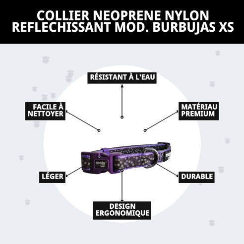 Collier Réfléchissant en Nylon et Néoprène pour Chiens XS