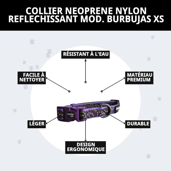 Collier Réfléchissant en Nylon et Néoprène pour Chiens XS