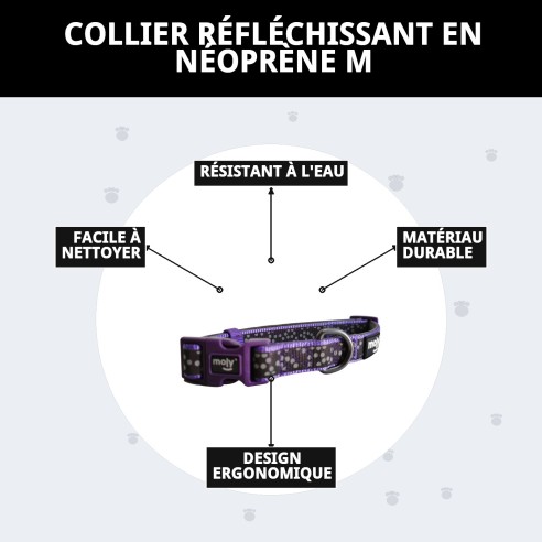 Collier en néoprène réfléchissant M pour animaux de compagnie sûrs et stylés.