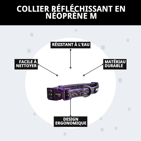 Collier en néoprène réfléchissant M pour animaux de compagnie sûrs et stylés.