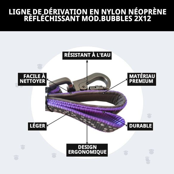 Ramal réfléchissant en nylon néoprène Mod. Bulb pour animaux de compagnie