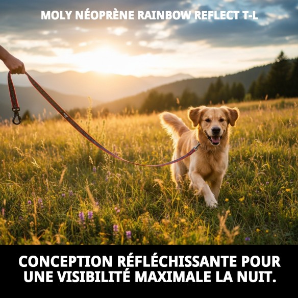 Ramal Moly Néoprène Rainbow Reflect T-L pour Animaux de Compagnie