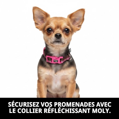 Collier Moly en néoprène nylon réfléchissant XS pour animaux de compagnie