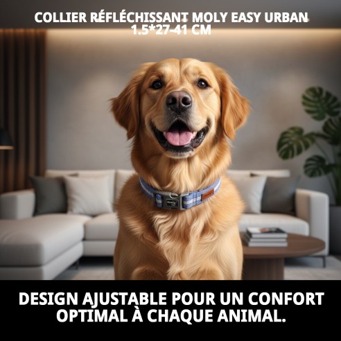 Collier Moly Easy Urban Réfléchissant pour Animaux de Compagnie 1.5*27-41 CM