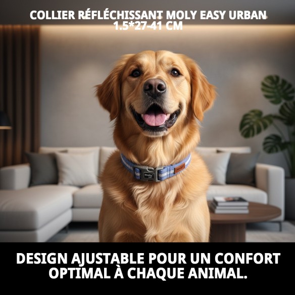 Collier Moly Easy Urban Réfléchissant pour Animaux de Compagnie 1.5*27-41 CM