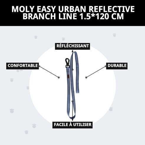 Ramal Moly Easy Urban Réfléchissant 1,5x120 cm pour Animaux de Compagnie