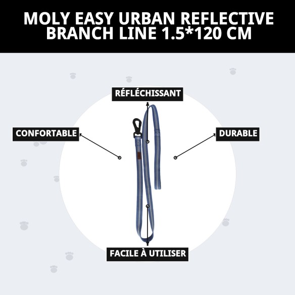 Ramal Moly Easy Urban Réfléchissant 1,5x120 cm pour Animaux de Compagnie