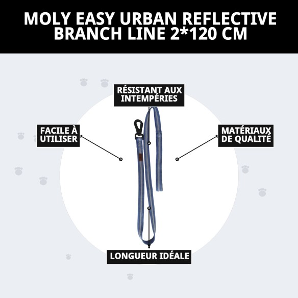 Ramal Moly Easy Urban Réfléchissant 2*120 cm pour Animaux de Compagnie