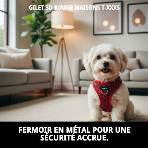 Gilet 3D Casitas Rojas T-XXXS : Confort et Style pour votre Animal de Compagnie
