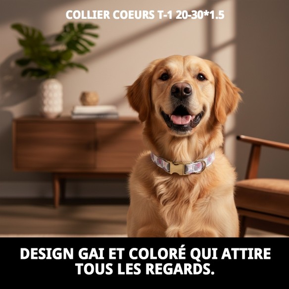 Collier Cœurs T-1 : Style et Confort pour votre Animal de Compagnie