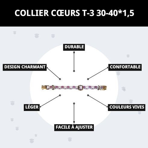 Collier Cœurs T-3 : Style et Confort pour votre Animal de Compagnie